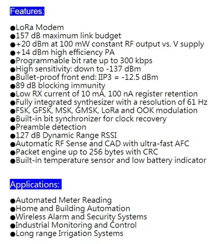 Semtech LoRa Module