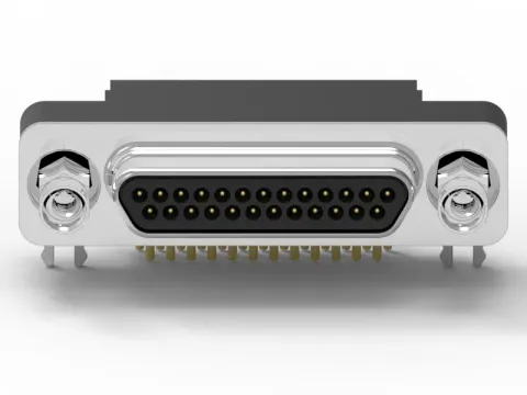 Micro D-Sub 母頭 25PIN 90°插板式連接器(帶螺絲)