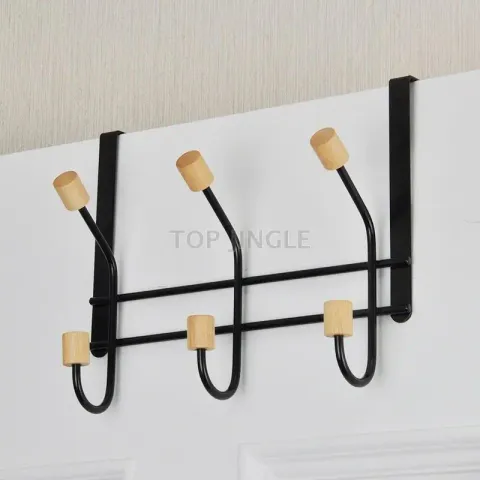 黑金屬線門後掛勾與橡膠木頭