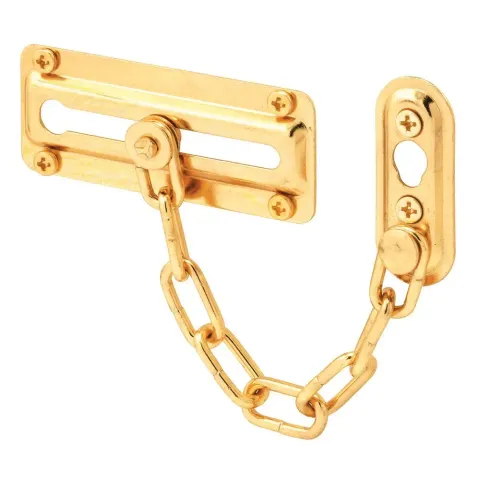 304 Stainless Steel Door Chain Lock – Security Latch With 4 Screws, Drill Or No-Drill Installation (Gold Finish)
