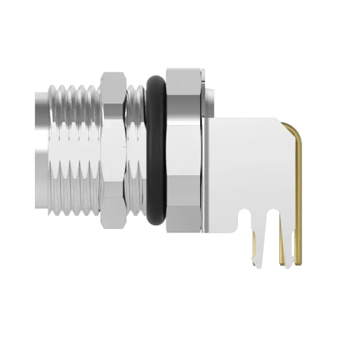 M8 母頭 5PIN 前鎖90°插板式防水連接器(Lock:M10*0.75)