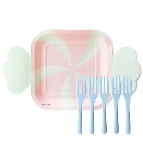 卡通糖果造型蛋糕盤叉組