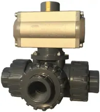 Pneumatic actuator 3 ways ball valves PVC