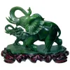 台灣碧玉母子象雕刻擺飾品