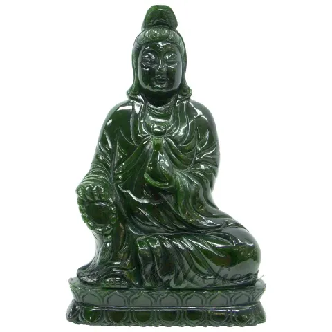 台灣碧玉坐觀音雕刻擺飾品