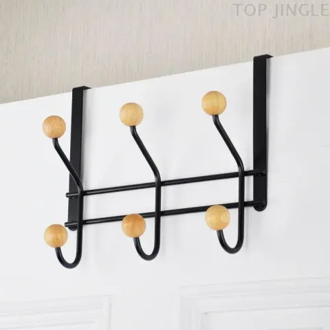 金屬鐵線與3件圓形橡膠木門後鉤