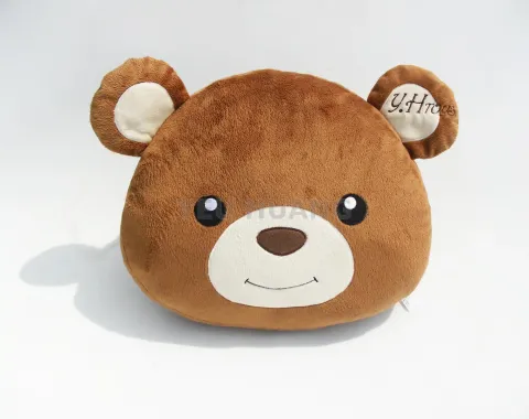 棕色小熊頭抱枕