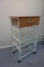 3 Wire basket rack with Wooden drawer