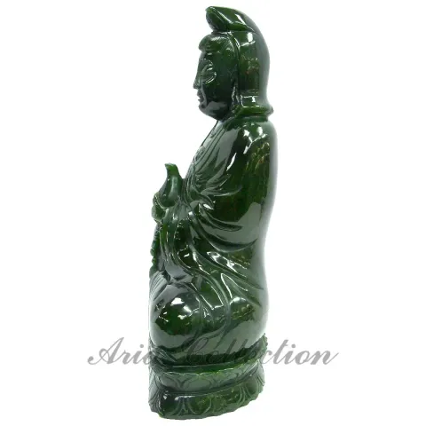 台灣碧玉坐觀音雕刻擺飾品