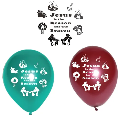 紅綠聖誕節氣球乳膠 印花彩色乳膠圓形聖誕氣球