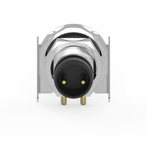 M8 公頭 2PIN 前鎖90°插板式防水連接器(Lock:M8*1.0)