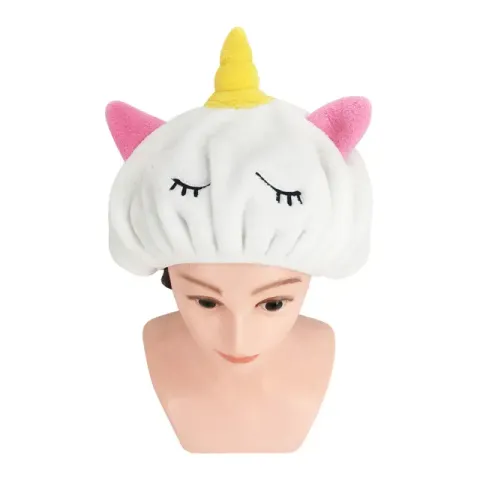 Lovely Unicorn Designed RPET Coral Fleece Shower Cap