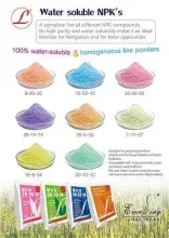 NPK 20-20-20 /30-10-10 / 10-52-10 /7-11-27/ 8-20-30 / 28-14-14 /16-8-34 / 20-5-30, 100% water soluble fertilizer