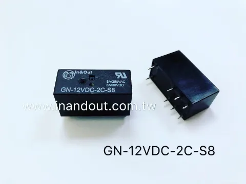 功率繼電器 工業繼電器 8腳 8安培 2組轉換 雙軸雙切 0.4W 塑封型 HF115F智能家居 一點靈電子 