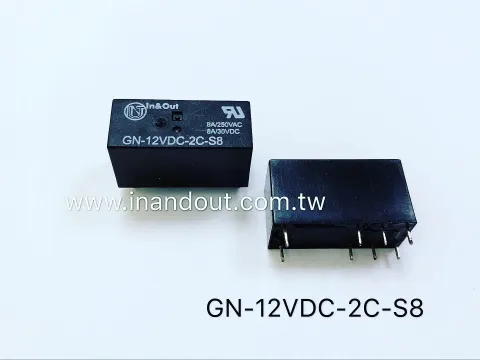 功率繼電器 工業繼電器 8腳 8安培 2組轉換 雙軸雙切 0.4W 塑封型 HF115F智能家居 一點靈電子 