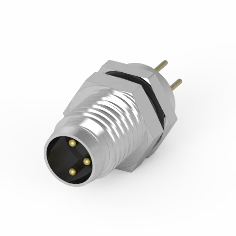 M8 公頭 3PIN 前鎖插板式防水連接器(Lock:M8*1.0)