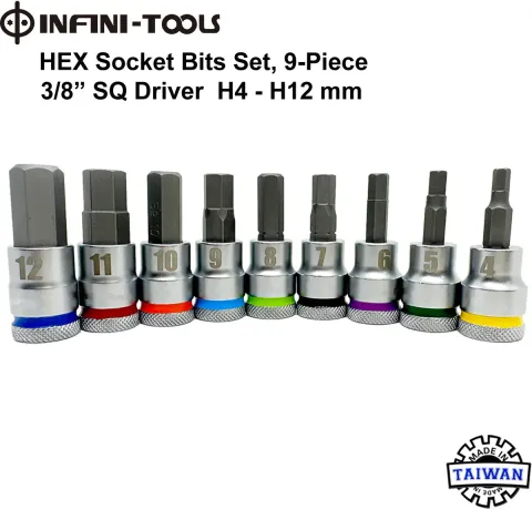 6-Piece 1/4-Inch Drive Metric Hex Bit Socket Set - Sizes HW3 To HW8 For Factory & Repair Shop Use 8 thumbnail image
