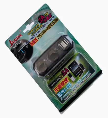 2 puertos USB cargador de coche (3A) + dos puertos de salida