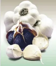 Agaed black garlic bulb