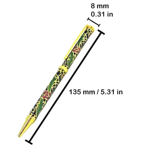 Stylo à Bille émail Cloisonné Plaqué Or - Modèle Fantaisie, Neuf Avec étiquettes, Référence 000000