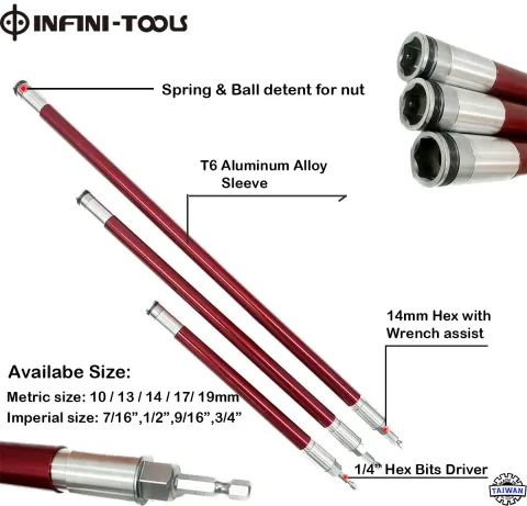 逆輸入 Driver Nut Power Shaft Hollow for Rod Threaded , Bolt Long その他