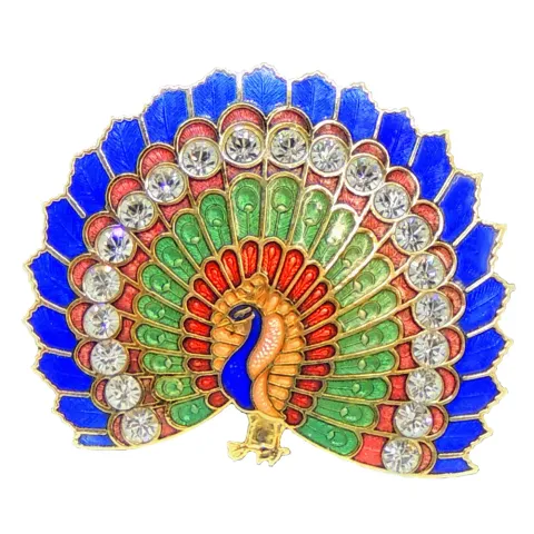 琺瑯孔雀胸針，景泰藍金屬胸針