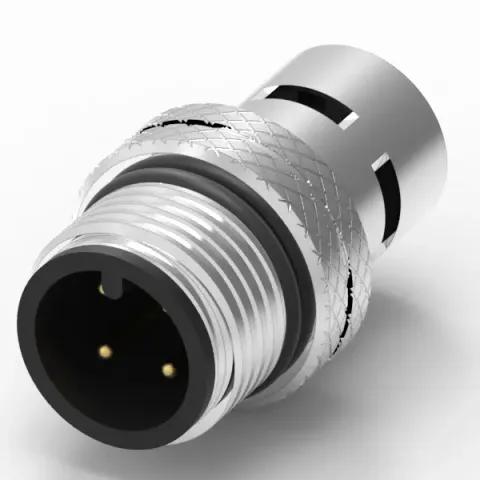 M12 公頭 4PIN A-Coded 線端成型式防水連接器(帶接地)