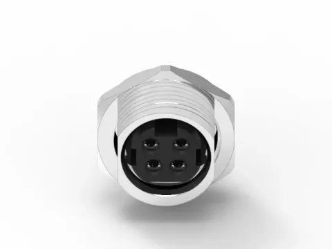 Power Din 母頭 4PIN 前鎖焊線式連接器