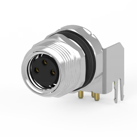 M8 母頭 3PIN 前鎖90°插板式防水連接器(Lock:M10*0.75)