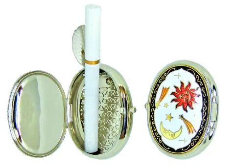 琺瑯金屬楕圓型煙灰缸，景泰藍琺瑯煙灰缸