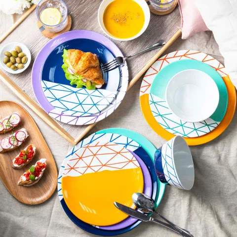 Bzyoo 12pc Spidy Melamine Plate Bowl Dinnerware Set Spidy Fun