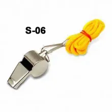 S06 Metal Pea Whistle, Made of Brass, Nickel-plated Material