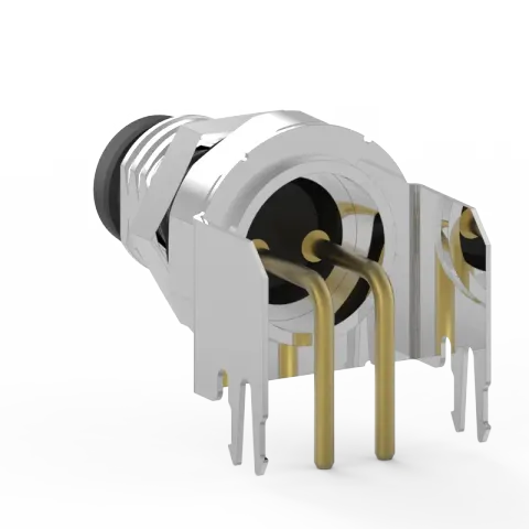 M8 公頭 2PIN 前鎖90°插板式防水連接器(Lock:M8*1.0)