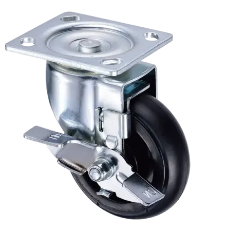 5x1.5" Industrial Rubber Caster Trolley Wheel with Stopper