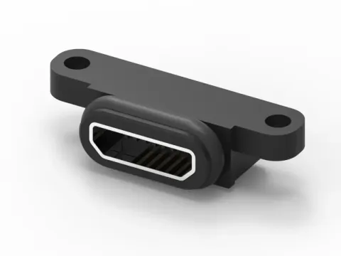 Micro USB 2.0 母頭 5PIN B Type防水連接器-SMT 90° Type(with Post)