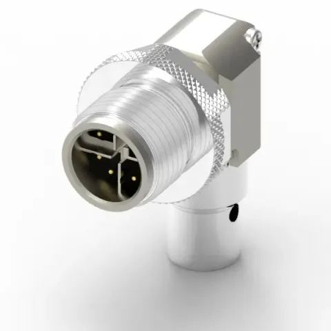 M12 公頭 8PIN X-Coded 90°線端成型式防水連接器