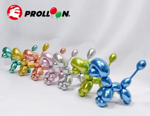 鉻金色 & 玫瑰金色氣球狗 - 金屬長條造型氣球