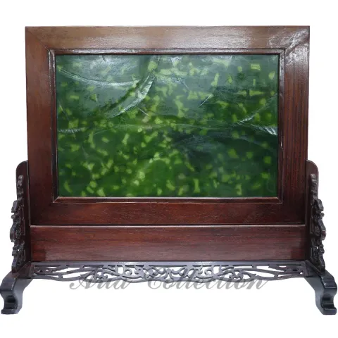 手工雕刻臺灣天然玉石九龍屏風62x22.5x56.5公分宗教雕塑吉祥擺件單件
