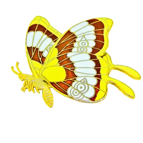 琺瑯蝴蝶胸針，景泰藍金屬胸針