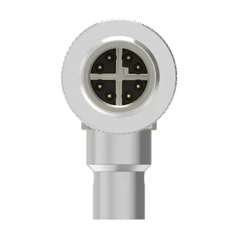 M12 公頭 8PIN X-Coded 90°線端成型式防水連接器