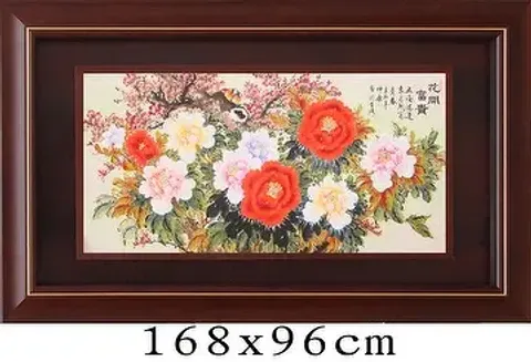 西棲雲/太湖石画賛/牡丹図/掛軸/名家伝来/AA-887 水墨花卉作品| Taiwantrade