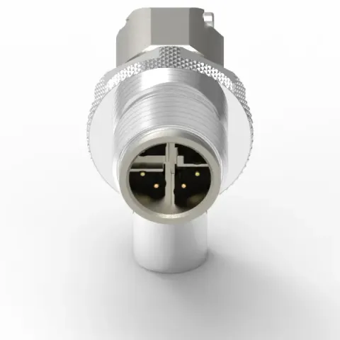 M12 公頭 8PIN X-Coded 90°線端成型式防水連接器