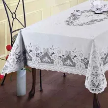 Classic Table cloth, PVC Lace Table Cloth, Table Cloth, Vinyl Lace Table Cloth, PVC Embossed Table cloth, Lace Tablecloth, with lining table cloth
