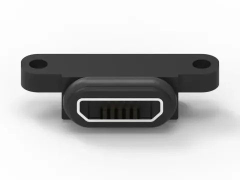 Micro USB 2.0 母頭 5PIN B Type防水連接器-SMT 90° Type(with Post)